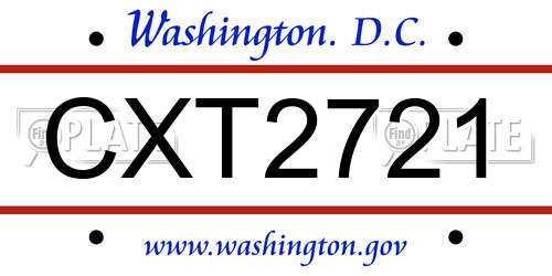 CXT2721 District Of Columbia License Plate