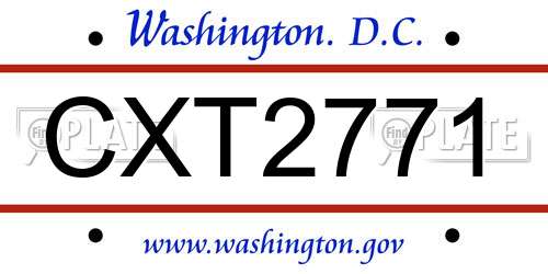 CXT2771 District Of Columbia License Plate