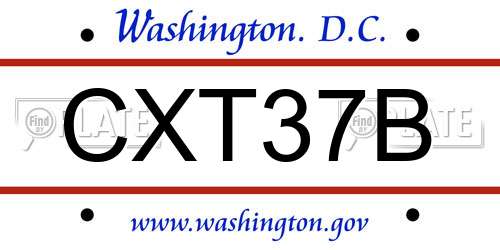 CXT37B District Of Columbia License Plate