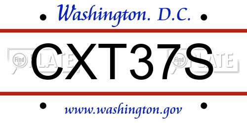 CXT37S District Of Columbia License Plate
