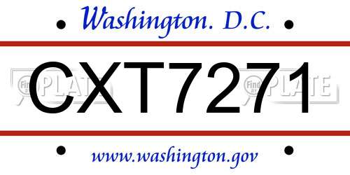 CXT7271 District Of Columbia License Plate