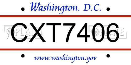 CXT7406 District Of Columbia License Plate