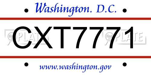 CXT7771 District Of Columbia License Plate