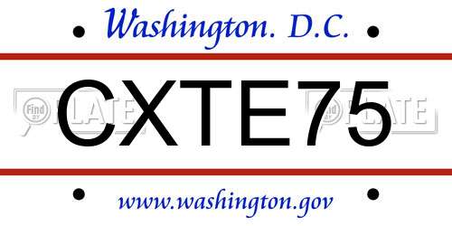 CXTE75 District Of Columbia License Plate