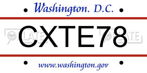 CXTE78 District Of Columbia License Plate