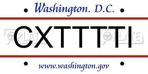 CXTTTTI District Of Columbia License Plate