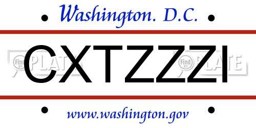 CXTZZZI District Of Columbia License Plate