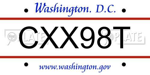 CXX98T District Of Columbia License Plate