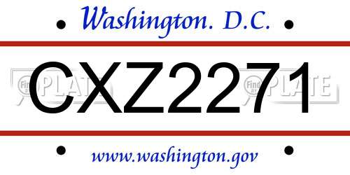 CXZ2271 District Of Columbia License Plate