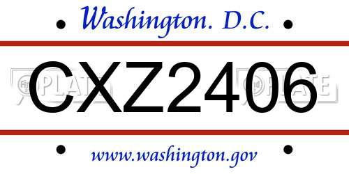 CXZ2406 District Of Columbia License Plate
