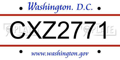 CXZ2771 District Of Columbia License Plate