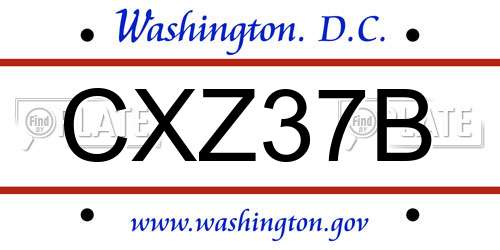 CXZ37B District Of Columbia License Plate