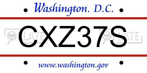 CXZ37S District Of Columbia License Plate
