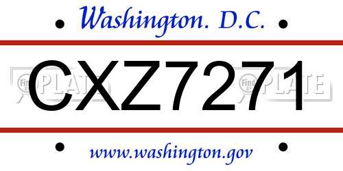 CXZ7271 District Of Columbia License Plate