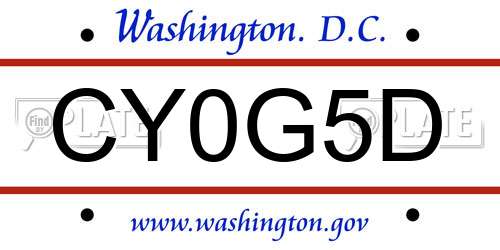 CY0G5D District Of Columbia License Plate