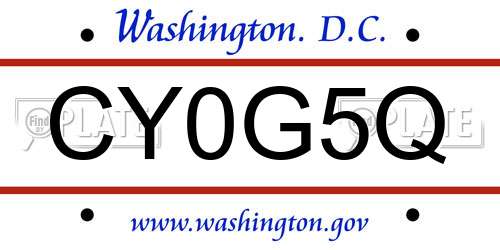 CY0G5Q District Of Columbia License Plate