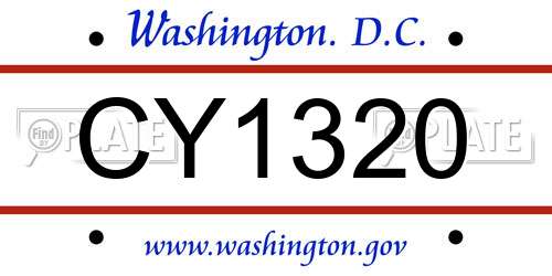 CY1320 District Of Columbia License Plate