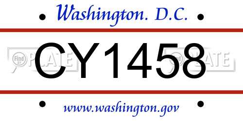CY1458 District Of Columbia License Plate