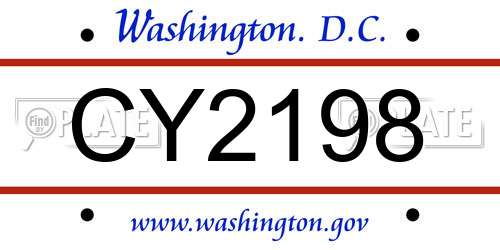 CY2198 District Of Columbia License Plate