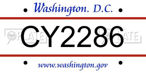 CY2286 District Of Columbia License Plate