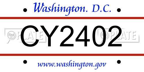 CY2402 District Of Columbia License Plate