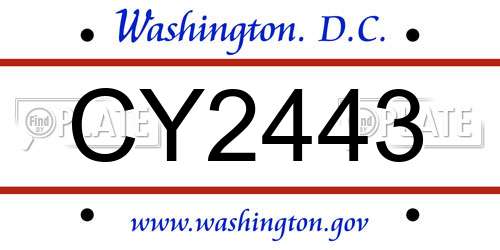 CY2443 District Of Columbia License Plate