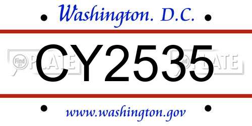 CY2535 District Of Columbia License Plate