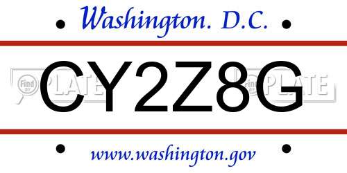 CY2Z8G District Of Columbia License Plate