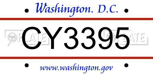 CY3395 District Of Columbia License Plate