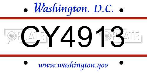 CY4913 District Of Columbia License Plate