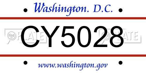 CY5028 District Of Columbia License Plate