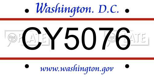 CY5076 District Of Columbia License Plate