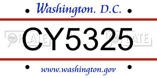 CY5325 District Of Columbia License Plate