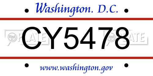 CY5478 District Of Columbia License Plate