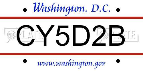 CY5D2B District Of Columbia License Plate