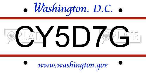 CY5D7G District Of Columbia License Plate