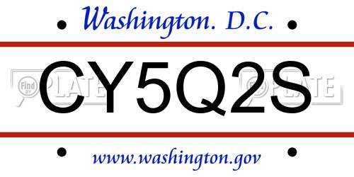 CY5Q2S District Of Columbia License Plate