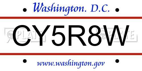 CY5R8W District Of Columbia License Plate