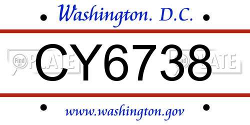 CY6738 District Of Columbia License Plate