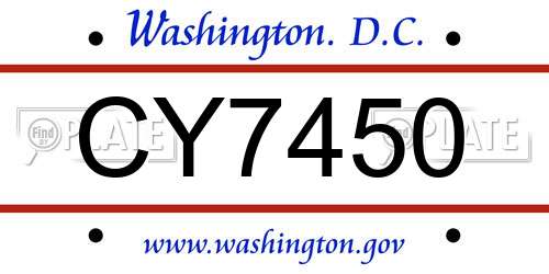 CY7450 District Of Columbia License Plate