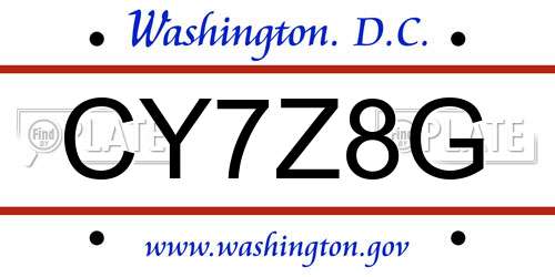 CY7Z8G District Of Columbia License Plate