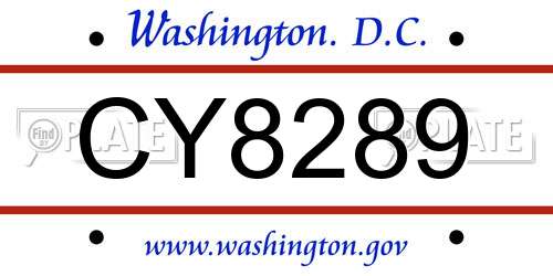 CY8289 District Of Columbia License Plate