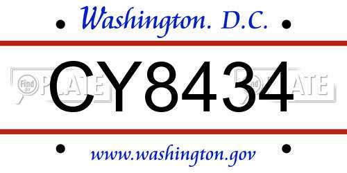 CY8434 District Of Columbia License Plate