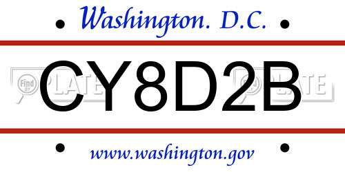 CY8D2B District Of Columbia License Plate