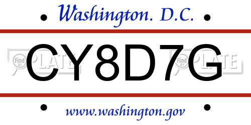 CY8D7G District Of Columbia License Plate