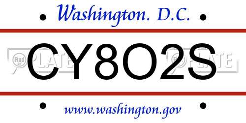 CY8O2S District Of Columbia License Plate