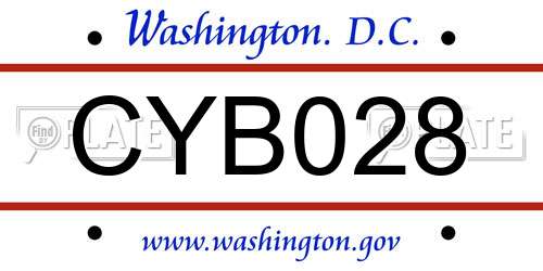 CYB028 District Of Columbia License Plate