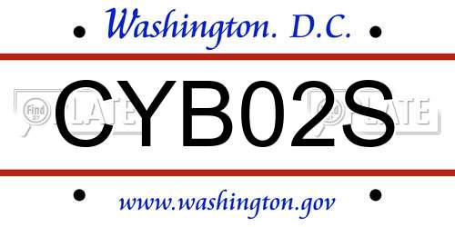 CYB02S District Of Columbia License Plate