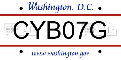 CYB07G District Of Columbia License Plate
