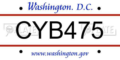 CYB475 District Of Columbia License Plate
